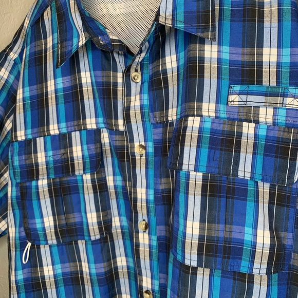 Big Sky Blue Plaid Vented Button Up Fishing Shirt - Picture 3 of 5